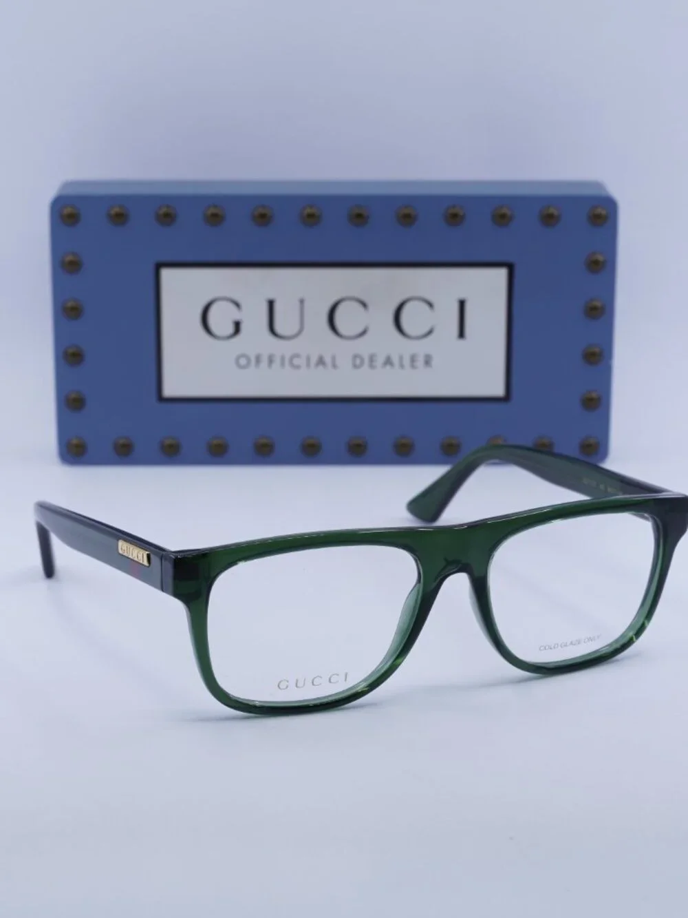 Gucci GG1117O 005 Square Eyeglasses - Transparent Green 56mm